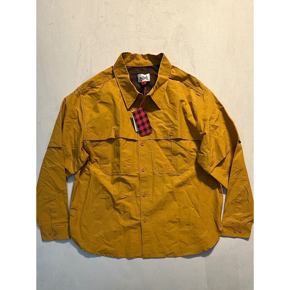 Woolrich Womens Mustard Yellow Utility Button Up Shirt L NWT - Picture 2 of 8